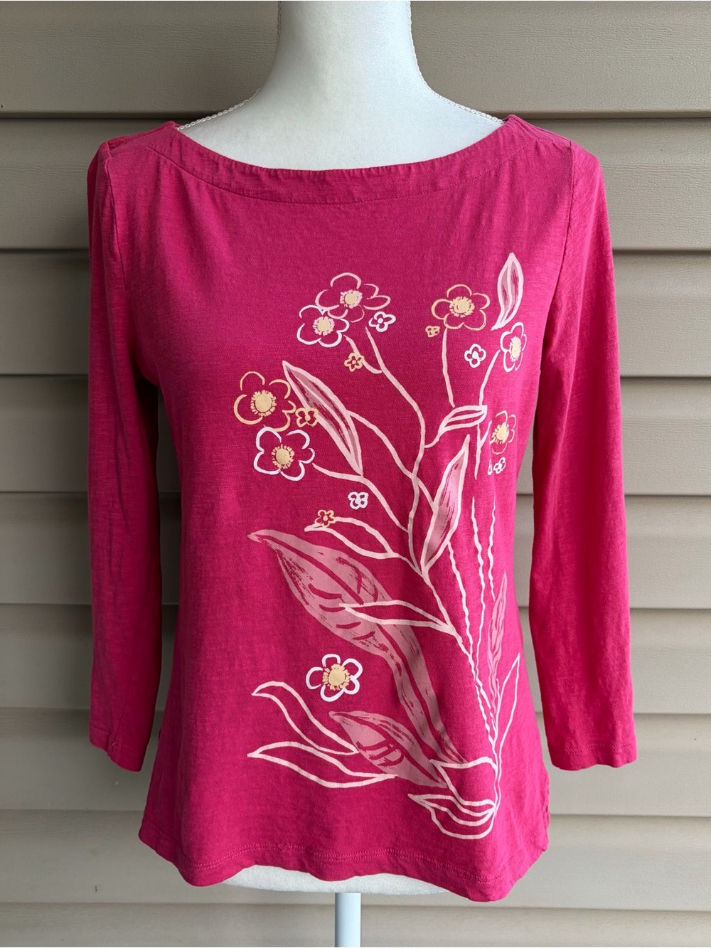 •LOFT Outlet• 100% Cotton Floral BoatneckTop — Size Small